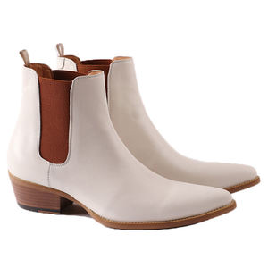 Ammortizzatore resistente da <span class=keywords><strong>uomo</strong></span> Top in pelle di mucca stivali Chelsea Casual antiscivolo scarpe bianche stile Cowboy - Product Image 1