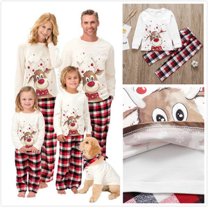Conjunto de Pijamas de Natal Personalizados para Família com Design de Cervo Fofo, Cintura Elástica, Roupas de Dormir Respiráveis em Algodão e Spandex para Adultos e Crianças - Product Image 6