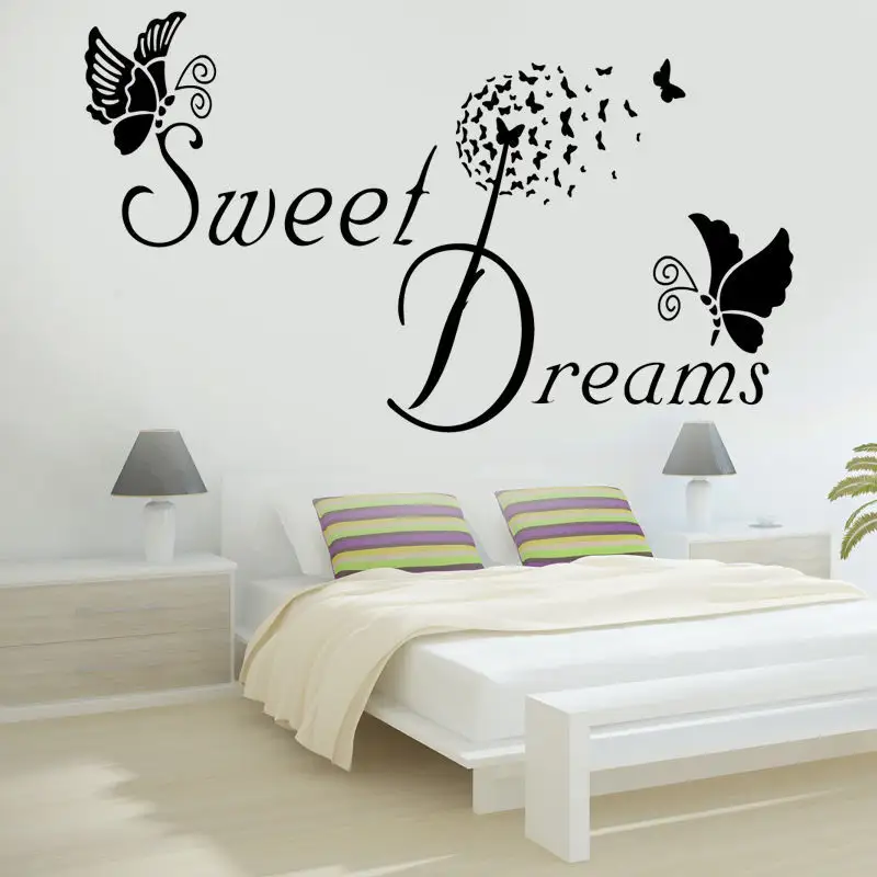 DIY home decals quotes mural arts printing pvc poster sweet dreams wall stickers bedroom decoration