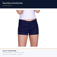 Shorts en jean vintage ultra-extensibles à taille basse pour femme, couleur unie, bleu marine, lavage en machine - M