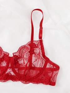 Sexy Girl <span class=keywords><strong>Web</strong></span> Fabric Bellamente bordado de corte bajo Sujetador de seducción Calzoncillos Sexy Sex Bra Conjunto de lencería - Product Image 5