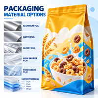 Sachets personnalisés en aluminium pour céréales, scellés sur huit côtés, avec valve, pour la vente au détail et en gros