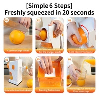 Nouvel Arrivage Presse-agrumes manuel en plastique portable sans fil pour usage domestique, pour jus d'orange et de citron, séparation rapide du jus pur des restes