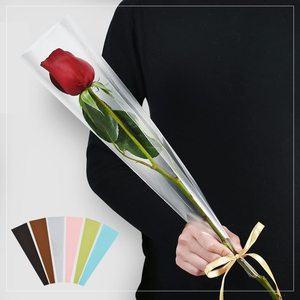Dureté rigide de sac d'emballage de <span class=keywords><strong>Film</strong></span> rétractable de Rose transparente OPP pour les manches de bouquet de papier d'emballage de fleur de la Saint-Valentin - Product Image 2