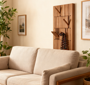 Giá treo áo tường gỗ sồi cổ điển, kỹ thuật sơn, có thể gấp gọn & điều chỉnh, dùng cho phòng khách & phòng tắm - Product Image 5