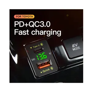 OEM With Voltmeter Usb Socket 12V In Car Usb Charger 36W 5V Toyota Usb Port Fast Charging Car Charger