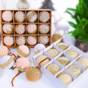 Nuevo Juego de Adornos Navideños de Plástico Flocado Pintado, 8 cm, 9 Piezas y 12 Piezas, Bolas Colgantes para Árbol de Navidad - Product Image 5
