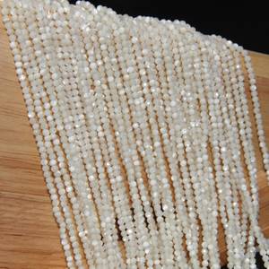Perles rondes facettées en nacre véritable de 15,3 pouces, 2 mm 3 mm, perles en nacre en vrac pour la fabrication de bijoux, vente en gros - Product Image 4