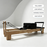 Équipement de Pilates Reformer Professionnel Ajustable pour l'Entraînement de Yoga et les Exercices, en Bois de Chêne, Multifonctionnel, Durable, pour la Maison et la Salle de Sport