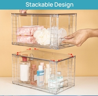Organisateur de tiroir en PET transparent facile à assembler poignées de conteneur de stockage empilables emballage multifonctionnel