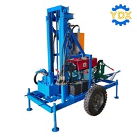 Rig Pengeboran Sumur Air Portabel Kecil/Mini Mesin Bor Air Bertenaga Diesel Termasuk Mesin Motor Daya Diesel Kedalaman Maksimal 150m Mudah Digunakan