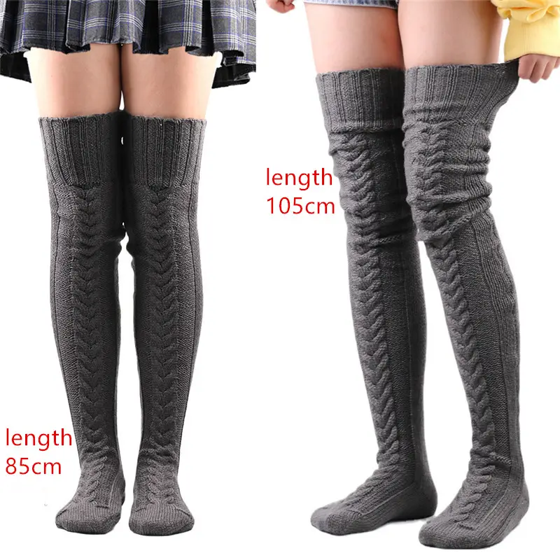 Fall winter leg warmers women over the knee socks thigh high long stock thigh high knitted slouch socks for women