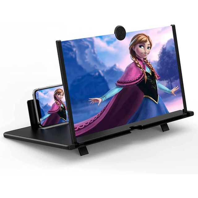 12" Screen Magnifier for Cell Phone,3D HD Magnifying Screen Enlarger Projector Foldable Phone Stand Holder with Screen Amplifier