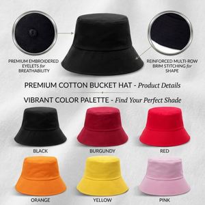 Oem 100% Cotton Bucket Custom Logo Unisex Fisherman Wholesale Outdoor Sun <b>Hat</b> <b>for</b> Promotion Giveaways Events - Product Image 4