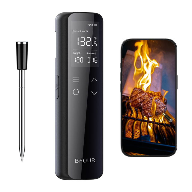 Smart WiFi & Bluetooth Plastic Digital Oven Thermometer with IP67 Waterproof Probe for Food Meat Cooking
