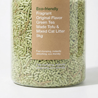 Litière pour chat parfumée (thé vert) 5kg |   Mélange de fibres d'arachide et d'amidon de maïs |   Sable biodégradable écologique hautement adsorbant OEM