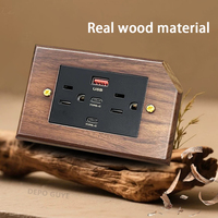 Interrupteur mural vintage rétro en bois massif de style américain DepoGuye avec ports USB-A et USB-C 110-240V 2/3/6 prises