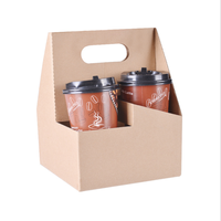 Porte-gobelets jetables en carton ondulé Kraft pour boissons chaudes et froides, 2/4/6 gobelets, avec poignée, pour café