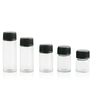 Оптовая продажа, пустая стеклянная упаковочная трубка, флакон 5 мл, 6 мл, 7 мл, 10 мл, 14 мл, прозрачная мини-стеклянная бутылка с пластиковой закручивающейся крышкой