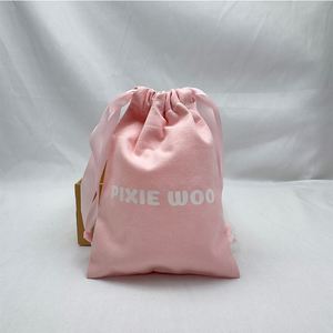 Recyclable pink Canvas <b>Pouch</b> Bag Eco-friendly Cotton <b>Drawstring</b> Bag for Dust - Product Image 6