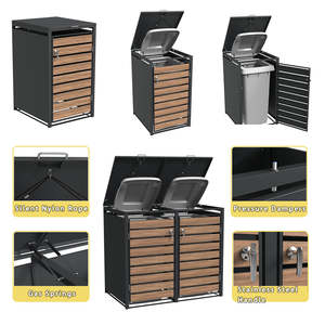 <span class=keywords><strong>Abri</strong></span> <span class=keywords><strong>pour</strong></span> poubelle à roulettes en acier métallique à double porte, <span class=keywords><strong>pour</strong></span> extérieur, jardin, <span class=keywords><strong>abri</strong></span> <span class=keywords><strong>pour</strong></span> poubelle, parc, <span class=keywords><strong>poubelles</strong></span> de parc - Product Image 2