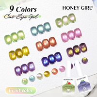 HONEY GIRL Nouveau Flash Goyave Myrtille Dragon Fruit Perles De Verre Cat Eye UV Gel Vernis À Ongles Résine LED Coloré OEM Nail Art Bouteille