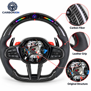 Volant en fibre de carbone avec LED pour CS M1-M6 M340i/CSL/GTS F82/F80/F87/F90/G80 avec cuir et 3 branches sportives 40 mm - Product Image 4