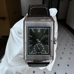 Dark Green Dial <b>Rectangular</b> Mechanical <b>Watch</b> with Stainless Steel Leather Strap, Vintage Business Men's Wristwatch - Product Image 2