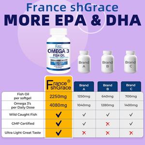 Aceite de Pescado Omega 3 Francés Premium 1200mg EPA 900mg DHA Triple Potencia Alta Pureza para la Salud del Cerebro, Corazón y Ojos, Suplemento - Product Image 4