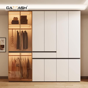 Guardaroba moderno di lusso a forma di <span class=keywords><strong>L</strong></span> squisita cabina <span class=keywords><strong>armadio</strong></span> integrata con porta In vetro - Product Image 5