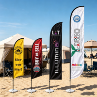 Drapeau de plage à double face, résistant au vent, en forme de larme, avec support, pour promotion publicitaire en extérieur, drapeau plume