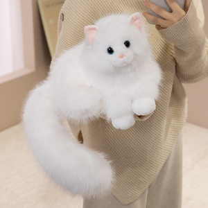 Lindo Peluche de Gatito Gris Blanco con Cola Grande, Muñeco de Gato de Peluche Suave, Regalo para Niños - Product Image 5