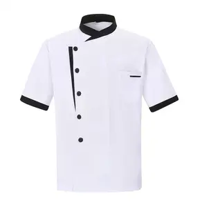 OEM Design Custom Polyester Restaurant Unisex Uniforms Hotel Chef Coats Unisex Middle Sleeve Kitchen Classic Men Waiter Jacket