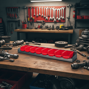 Bac de rangement en plastique automobile 5003 A2, 8 compartiments, rouge, grande longueur, pour l'organisation des outils et des pièces d'atelier - Product Image 3