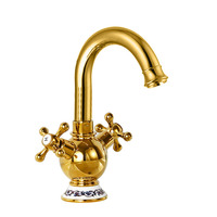 Laiton rétro lumière luxe Antique Double poignée ménage évier de cuisine robinet bassin de légumes froid et chaud résistant aux éclaboussures B1570