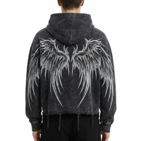 Sudadera con Capucha XUCHANG OEM, Personalizada con Logotipo, Estilo Urbano, Lavado Ácido, 100% Algodón, Corte Holgado, Recortada, para Hombre