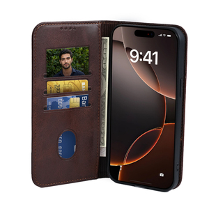 Étui de téléphone portable en cuir PU avec rabat magnétique, porte-cartes, protection contre les chocs pour iPhone 12 13 15 16 Pro Max - Product Image 5