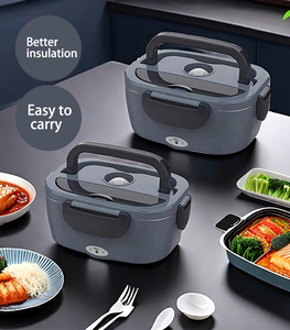 Dual-tier điện Hộp Ăn Trưa bpa-miễn phí 304 thép không gỉ ngăn PP Nắp heatable tính năng bảo quản cho công việc xe sử dụng - Product Image 6