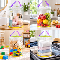 Sac de rangement transparent en PVC en gros, organisateur rond transparent avec fermeture éclair et poignée, logo, taille et couleur personnalisables