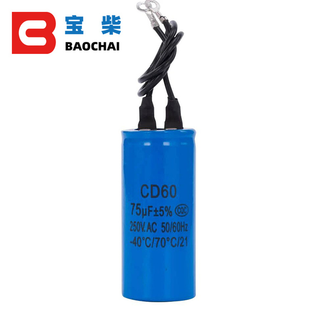 Diesel Generator Parts CD60 250UF Motor Starting Capacitor for Heavy Duty Electric Motor Air Compressor Red Yellow Two Wires