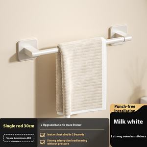 Portasciugamani da <span class=keywords><strong>bagno</strong></span> bipolo in plastica bianca monopolare per <span class=keywords><strong>ventosa</strong></span> a parete senza punzonatura per la parete del soggiorno - Product Image 6