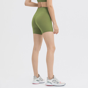 OEM LULU Running Gym 2022 nuevos pantalones cortos de Yoga desnudos de Color puro cintura alta Levantamiento de cadera apretado estiramiento entrenamiento deportes pantalones calientes para mujeres - Product Image 4