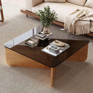 Vente directe d'usine Table basse italienne moderne de luxe - Écologique Durable Bois massif Plateau en verre Design minimaliste pour le salon - Product Image 5