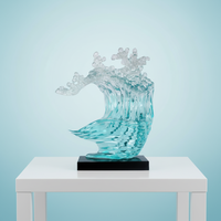 Sculpture moderne de luxe abstraite en résine époxy transparente avec finition haute brillance couleur personnalisée pour la décoration intérieure