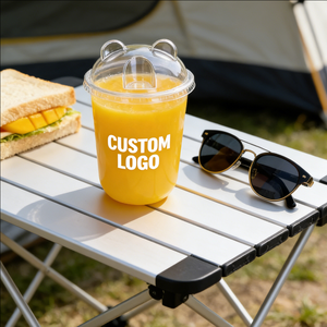 Vasos de Plástico Transparente de Pared Simple de 200 ml (32 oz) con 90 mm de Diámetro y Logotipo para Jugo - Product Image 6