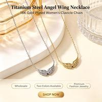 Collier ailes d'ange en acier titane plaqué or 18 carats pour femme, pendentif aile délicat, non ternissant, collier ras du cou, bijoux en gros