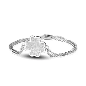 Women Bracelet Sterling Silver 4 Clover Silver Plated Bracelet Women Jewelry For Gift