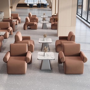 Modern Waiting Chair <b>Set</b> <b>Square</b> Table And Four Chairs Comfortable Commercial Venue Use - Product Image 2
