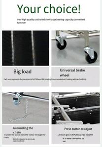 Oem Rack SMT chuyển chống tĩnh điện giỏ hàng ESD lưu trữ lưu thông xe đẩy thép và kim loại giỏ hàng tay cho <span class=keywords><strong>PCB</strong></span> chống tĩnh điện ESD xe đẩy - Product Image 6