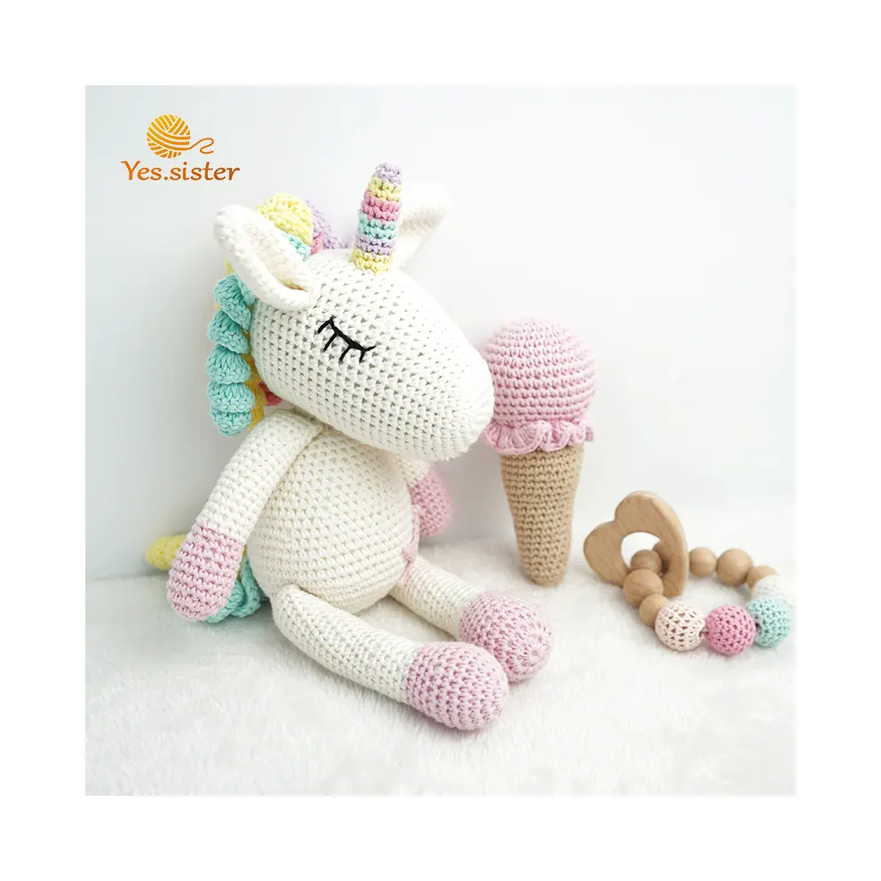 도매 직접 공장 유니콘 박제 Amigurumi 크로 셰 뜨개질 장난감